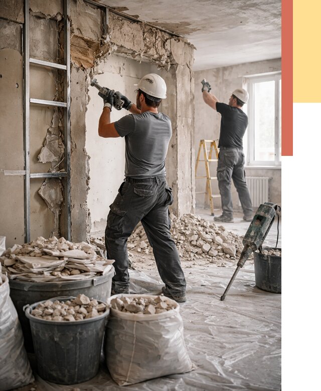 Демонтажные работы в Губахе от 2799 руб. — услуги и цена под ключ | ОТДЕЛОЧНИК-Гбх