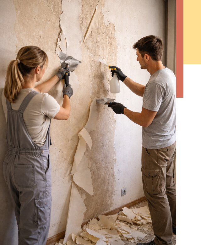 Снятие старых обоев в Губахе от 5442 руб. под ключ недорого | ОТДЕЛОЧНИК-Гбх