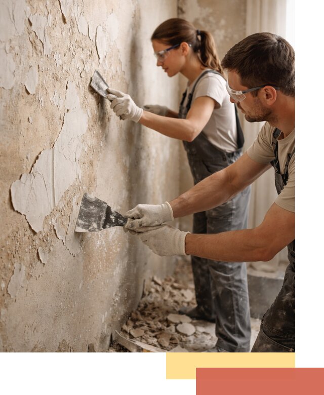 Снятие старой шпаклевки и подготовка поверхностей в Губахе
