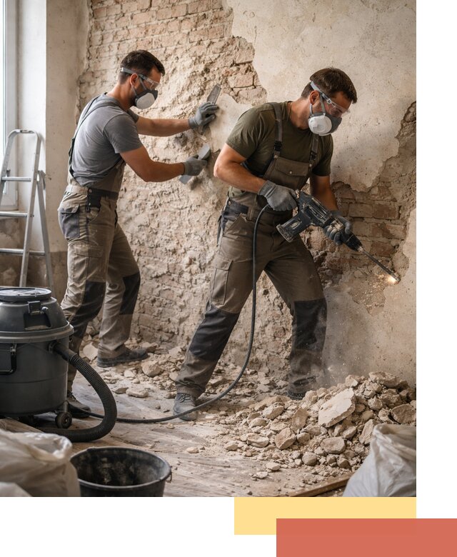 Демонтаж штукатурки со стен в Губахе быстро и аккуратно