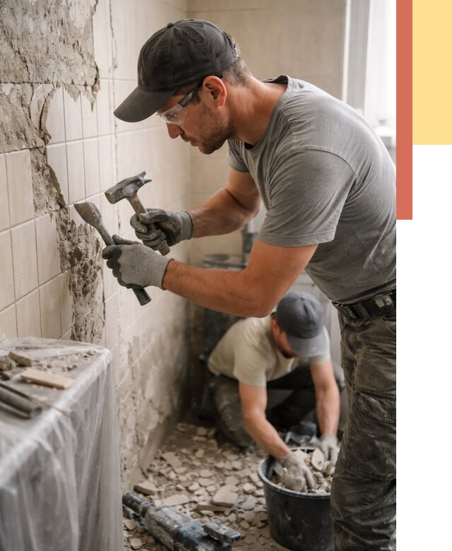 Демонтаж плитки со стен в Губахе от 881 руб. — быстро и недорого | ОТДЕЛОЧНИК-Гбх