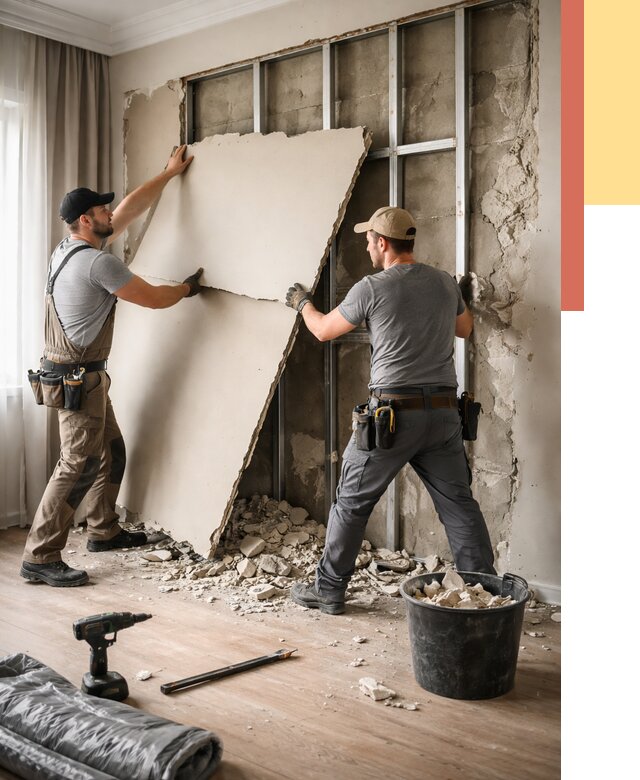 Демонтаж гипсокартона со стен в Губахе от 363 руб. — услуги демонтажа | ОТДЕЛОЧНИК-Гбх