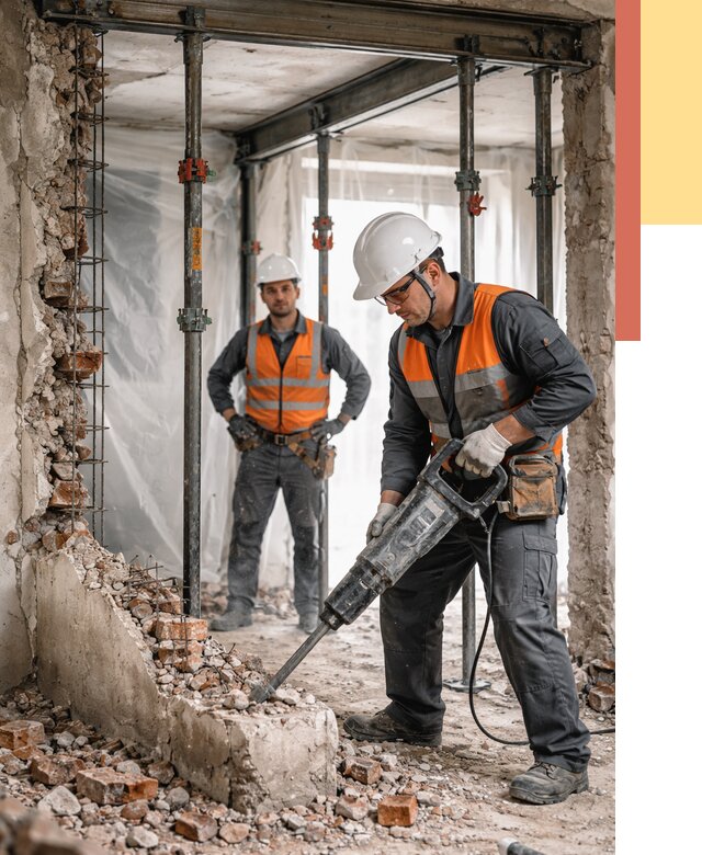 Снос несущих стен в Губахе от 10625 руб. — демонтаж несущей стены под ключ | ОТДЕЛОЧНИК-Гбх