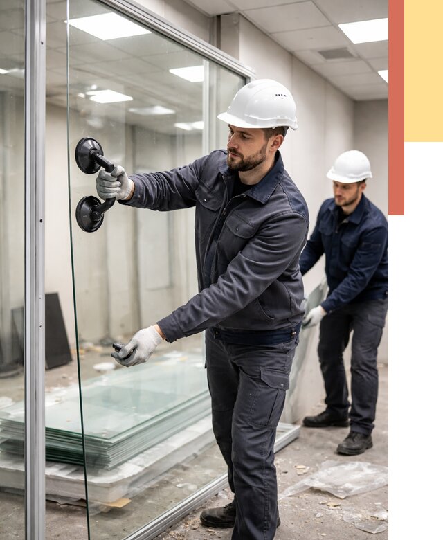 Демонтаж стеклянных перегородок в Губахе от 3317 руб. — быстро и недорого | ОТДЕЛОЧНИК-Гбх