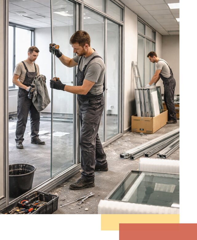 Демонтаж стеклянных перегородок в Губахе быстро и безопасно