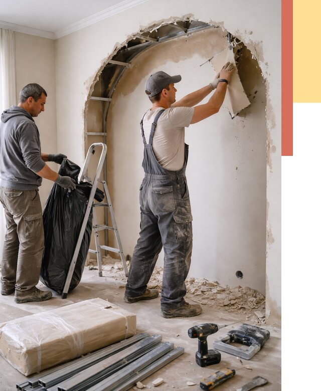 Демонтаж арки из гипсокартона в Губахе от 3628 руб. — услуги под ключ | ОТДЕЛОЧНИК-Гбх