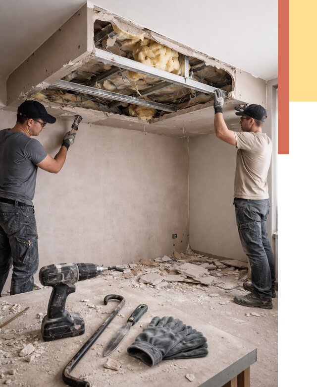 Демонтаж короба из гипсокартона в Губахе от 1576 руб. — быстро и недорого | ОТДЕЛОЧНИК-Гбх