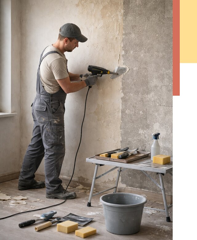 Очистка стен от клея в Губахе от 1918 руб. — снятие и удаление клея со стен | ОТДЕЛОЧНИК-Гбх