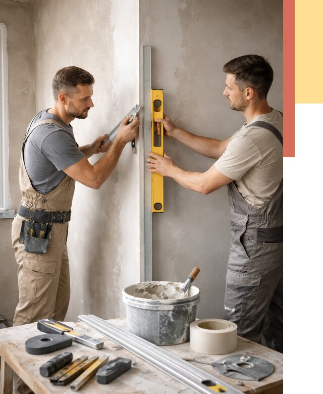 Выведение углов стен в Губахе от 1918 руб. быстро и недорого | ОТДЕЛОЧНИК-Гбх