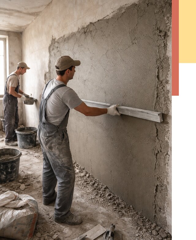 Цементная штукатурка стен в Губахе от 4665 руб/м2 — быстро и недорого | ОТДЕЛОЧНИК-Гбх