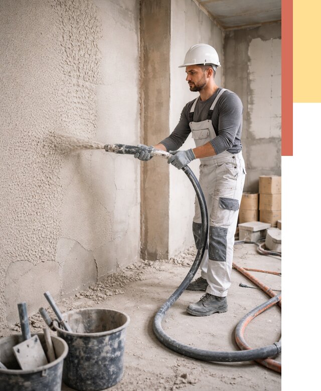 Машинная штукатурка стен в Губахе под ключ от 6738 руб./м2 | ОТДЕЛОЧНИК-Гбх