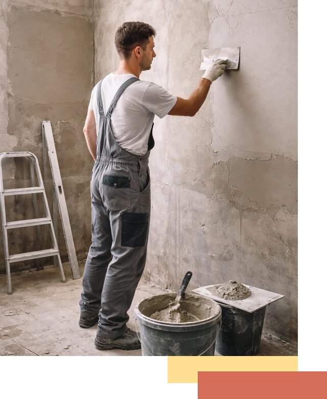 Штукатурка стен в ванной под ключ в Губахе