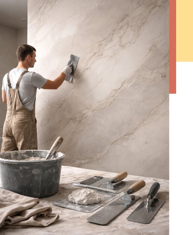 Декоративная штукатурка под мрамор в Губахе от 2902 руб./м² — быстро и недорого | ОТДЕЛОЧНИК-Гбх