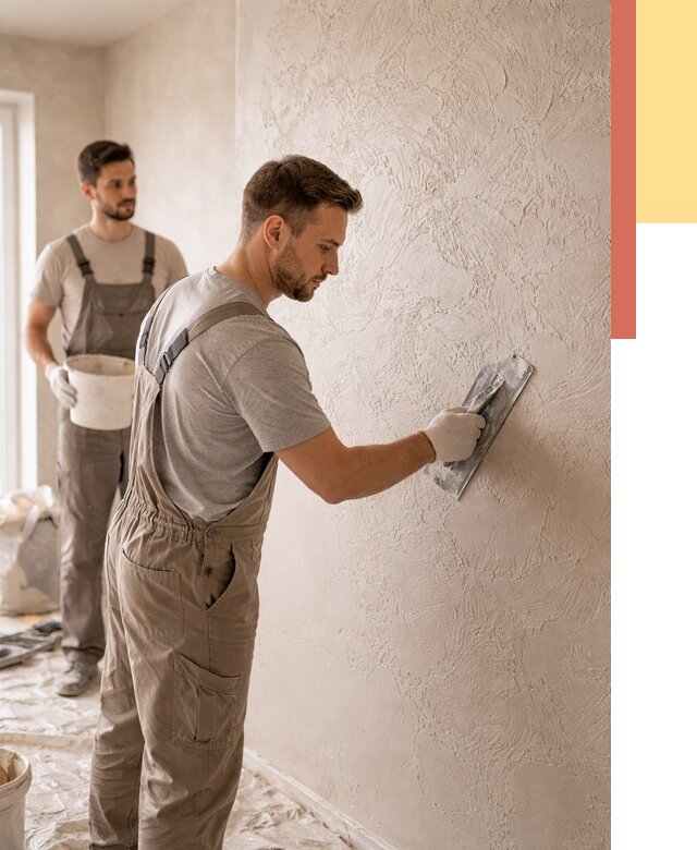 Фактурная штукатурка стен в Губахе от 4354 руб./м² — заказать под ключ | ОТДЕЛОЧНИК-Гбх