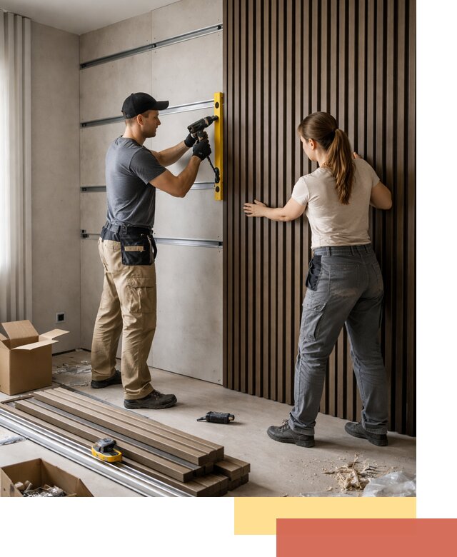 Монтаж реечных панелей на стены в Губахе