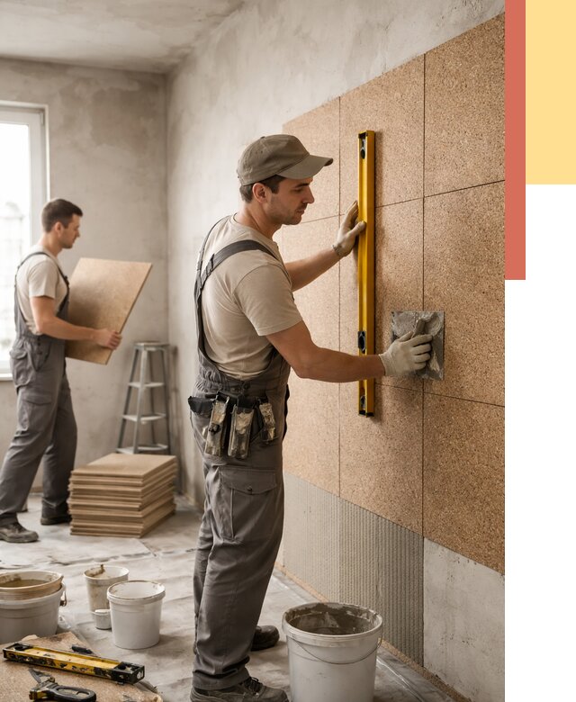 Монтаж пробковых панелей на стены в Губахе от 3628 руб. — ОТДЕЛОЧНИК-Гбх