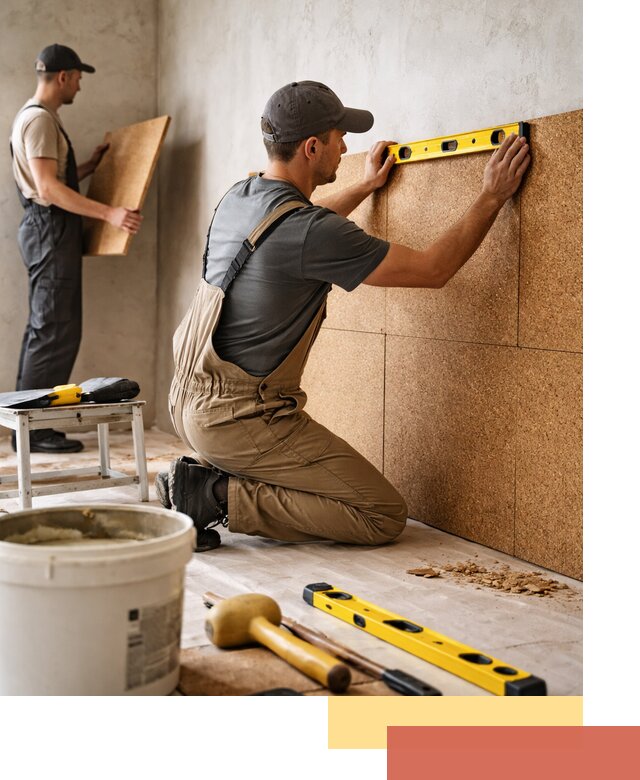 Монтаж пробковых панелей на стены в Губахе быстро и качественно