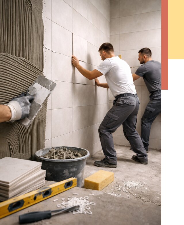 Укладка плитки на стены в Губахе от 881 руб. — качественно и недорого | ОТДЕЛОЧНИК-Гбх