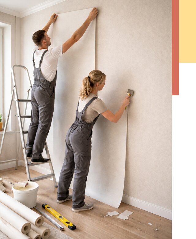 Поклейка флизелиновых обоев в Губахе от 6220 руб. | Быстро и недорого — ОТДЕЛОЧНИК-Гбх