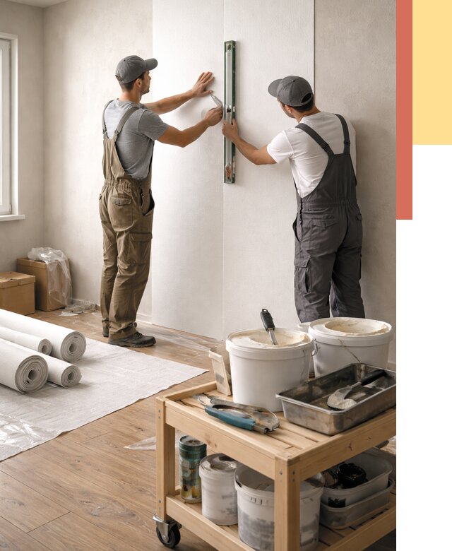 Поклейка стеклообоев в Губахе от 6738 руб. за м2 — быстро и недорого | ОТДЕЛОЧНИК-Гбх