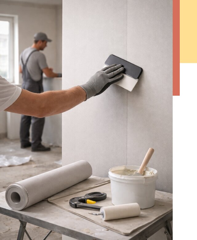 Поклейка обоев под покраску в Губахе от 3628 руб. за м2 | ОТДЕЛОЧНИК-Гбх