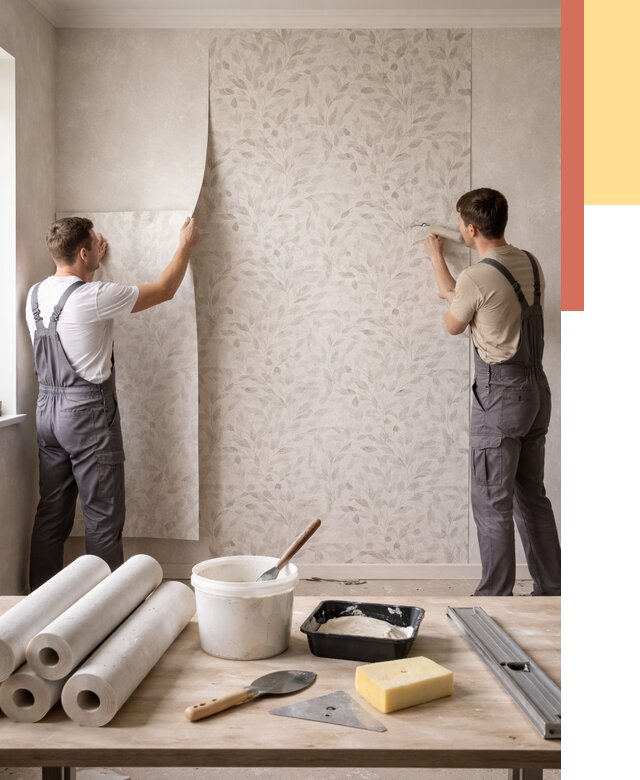 Поклейка обоев с подбором рисунка в Губахе от 3628 руб. | ОТДЕЛОЧНИК-Гбх - быстро и недорого