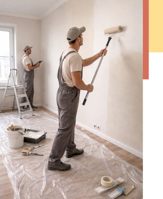 Покраска стен акриловой краской в Губахе от 3628 руб./м² — быстро и недорого | ОТДЕЛОЧНИК-Гбх