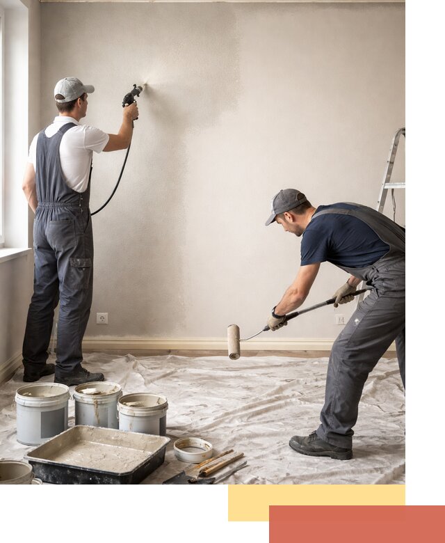 Покраска стен моющейся краской и защита поверхностей в Губахе