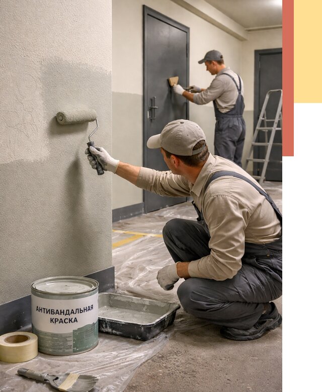 Покраска стен антивандальной краской в Губахе от 4665 руб./м² под ключ | ОТДЕЛОЧНИК-Гбх