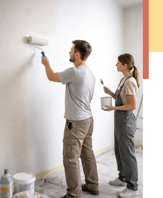 Окраска стен по стеклохолсту в Губахе от 4665 руб/м² под ключ | ОТДЕЛОЧНИК-Гбх