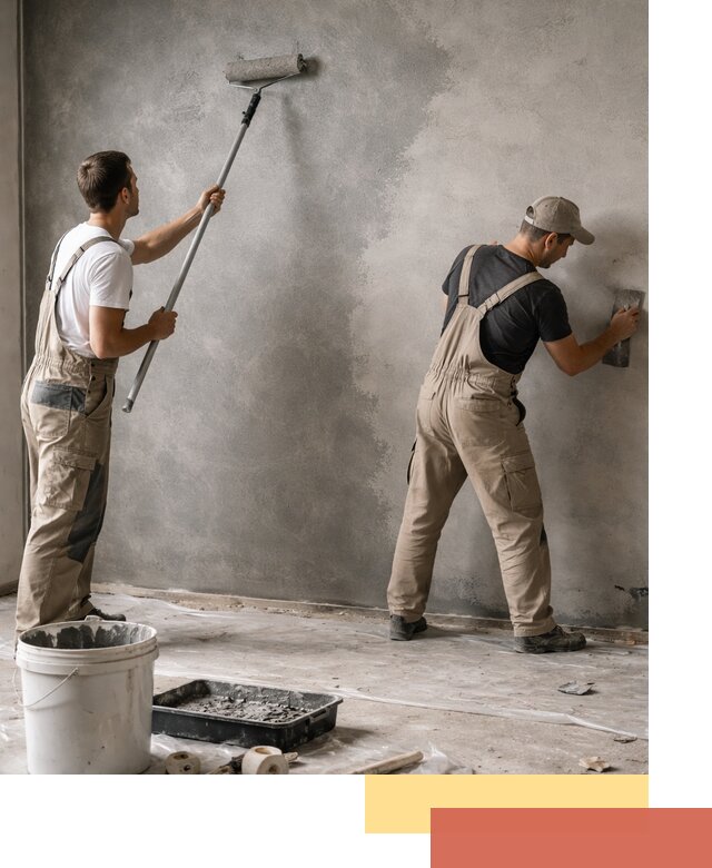 Покраска стен под бетон в Губахе профессионально и недорого