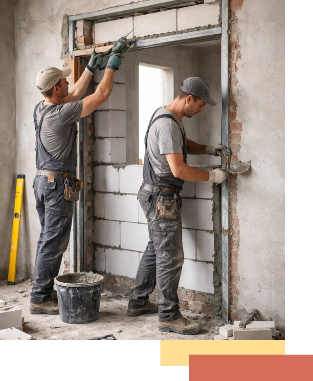 Закладка дверного проема под ключ в Губахе: демонтаж, монтаж, отделка