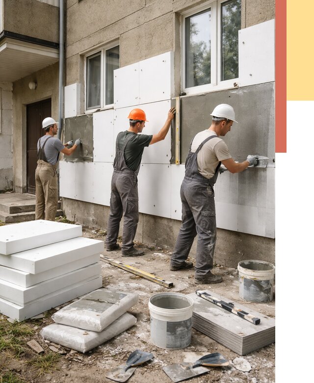 Утепление стен пенопластом в Губахе от 1814 руб. — недорого и под ключ | ОТДЕЛОЧНИК-Гбх