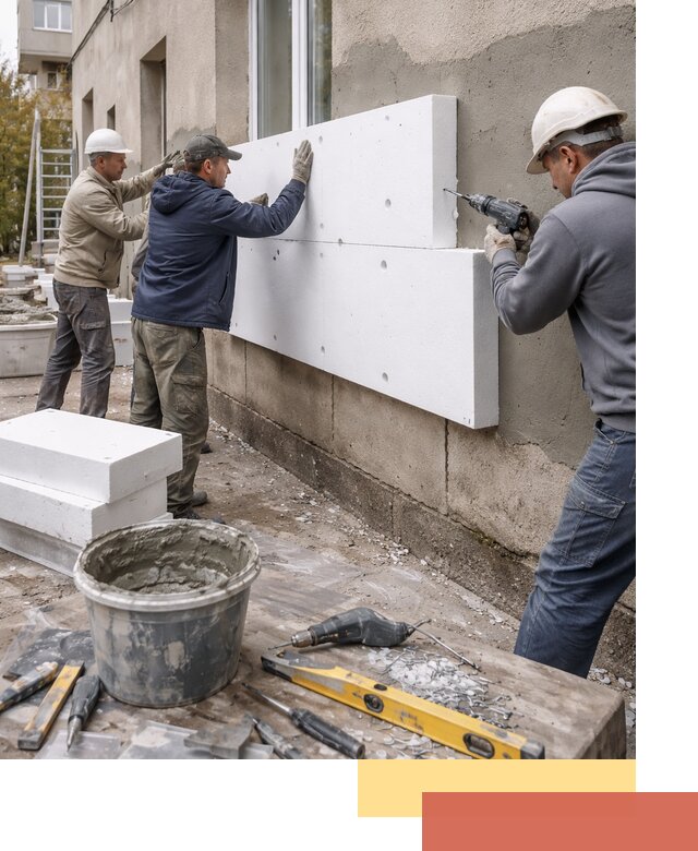 Утепление наружных стен пенопластом в Губахе