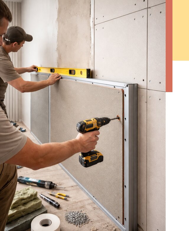 Шумоизоляция стен панелями ЗИПС в Губахе от 2281 руб./м² под ключ | ОТДЕЛОЧНИК-Гбх