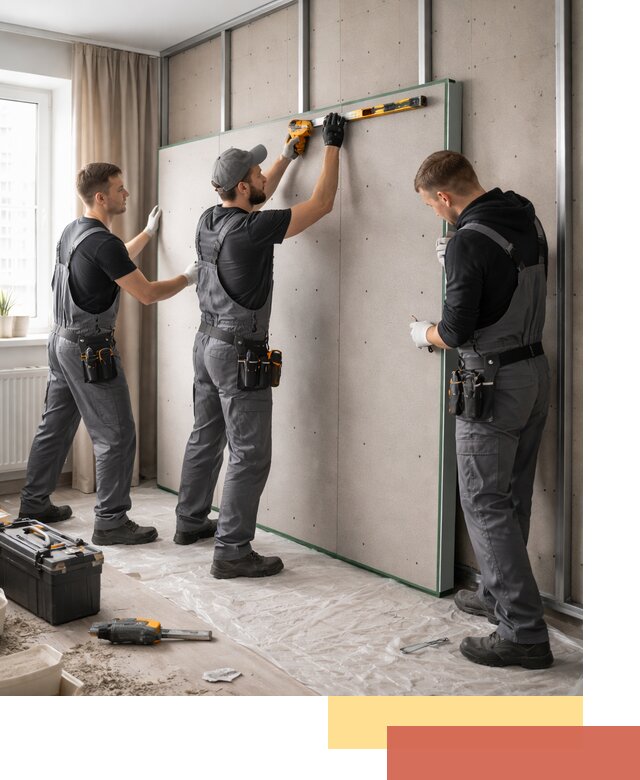 Шумоизоляция стен панелями ЗИПС в Губахе для жилых и коммерческих помещений