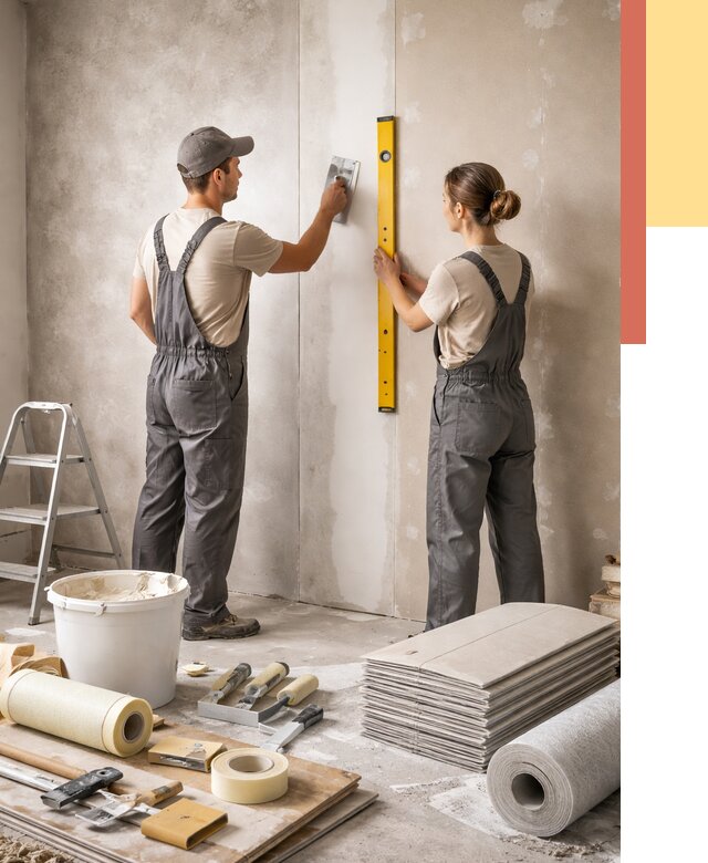 Отделка стен в Губахе от 1555 руб/м² — недорого, быстро, под ключ | ОТДЕЛОЧНИК-Гбх