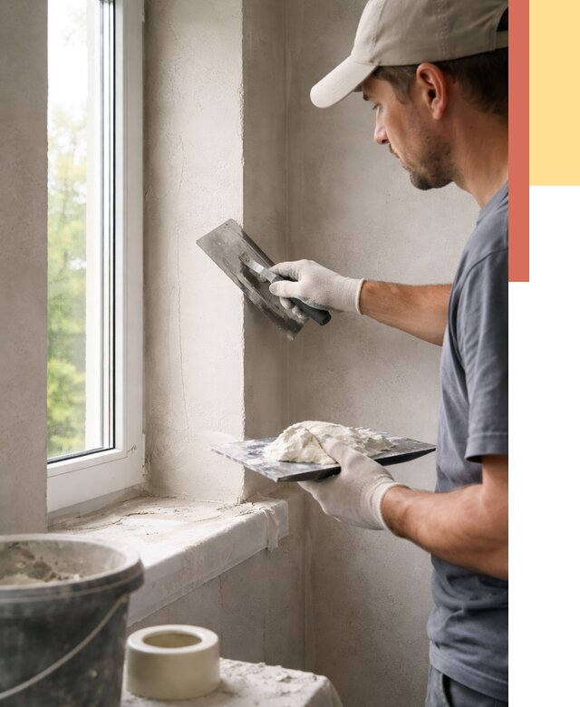 Штукатурка откосов в Губахе от 4665 руб/м² — услуги и выравнивание под ключ | ОТДЕЛОЧНИК-Гбх