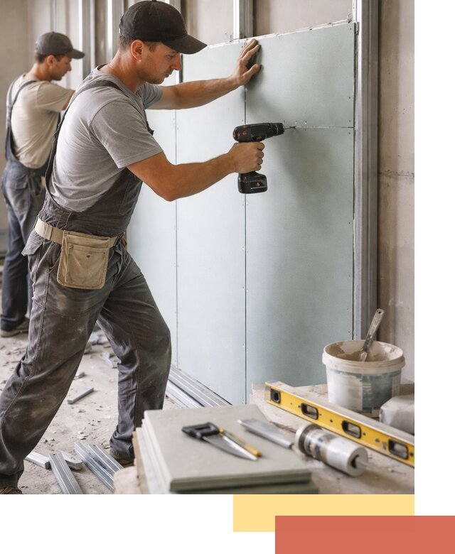 Кладка влагостойких перегородок ПГП в Губахе