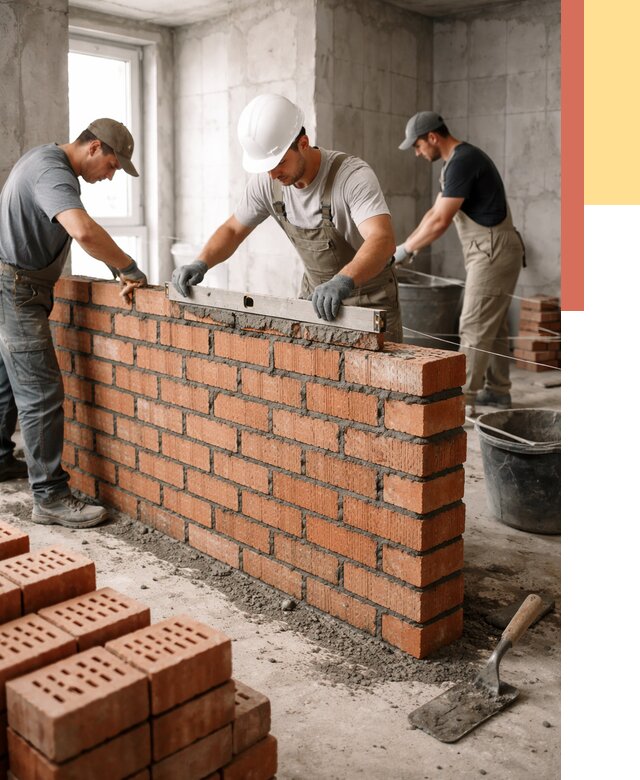 Кладка перегородок из кирпича в Губахе от 3628 руб. за м² | ОТДЕЛОЧНИК-Гбх