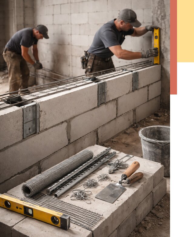 Армирование кладки перегородок в Губахе от 777 руб. под ключ | ОТДЕЛОЧНИК-Гбх