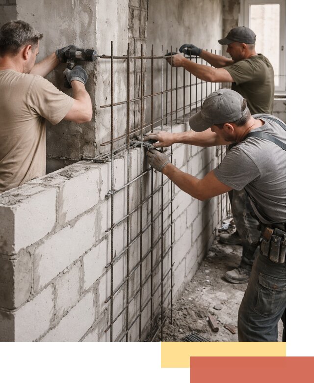 Армирование кладки перегородок в Губахе профессионально и надёжно