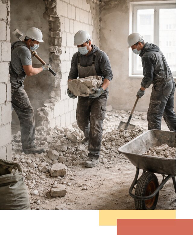 Демонтаж блочных перегородок в Губахе быстро и аккуратно