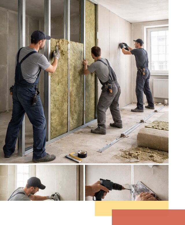 Перегородка из гипсокартона с шумоизоляцией в Губахе — монтаж под ключ