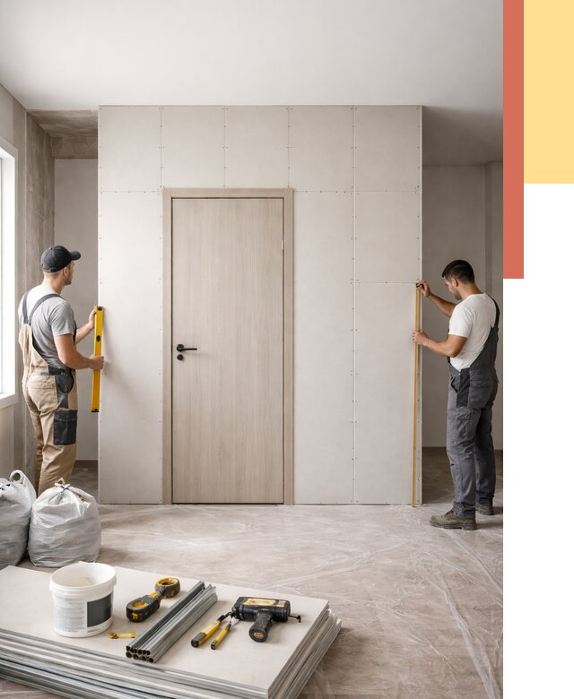 Перегородка из гипсокартона с дверью в Губахе от 4665 руб. под ключ | ОТДЕЛОЧНИК-Гбх