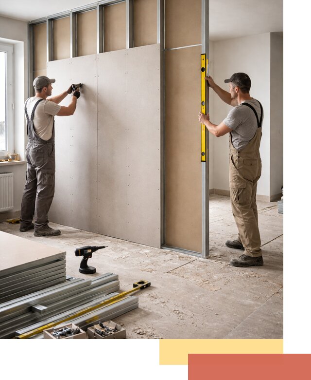 Зонирующая перегородка из гипсокартона под ключ в Губахе