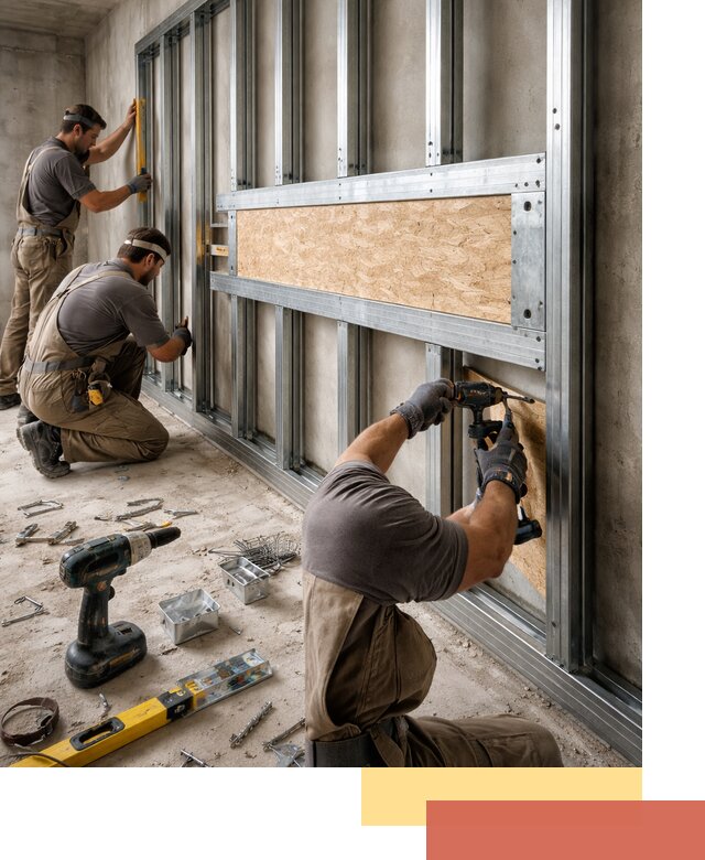 Усиленная перегородка для крепления тяжёлых конструкций в Губахе