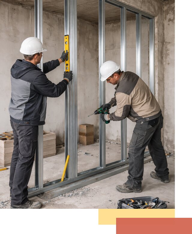 Монтаж каркаса перегородки из профиля в Губахе