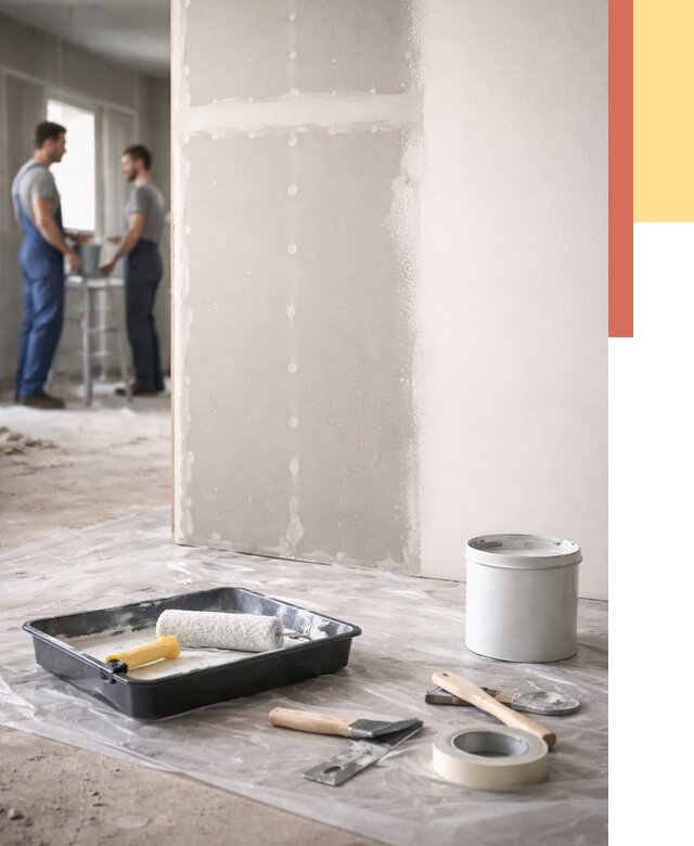 Покраска перегородок из гипсокартона в Губахе от 4665 руб. под ключ | ОТДЕЛОЧНИК-Гбх