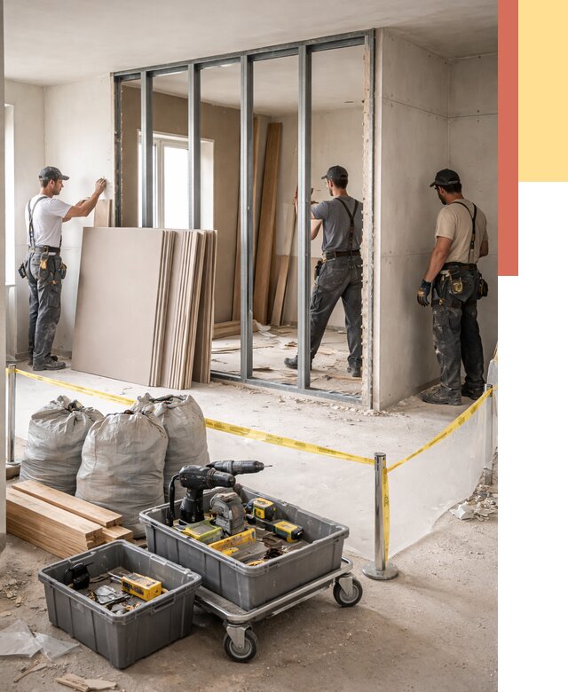 Перенос гипсокартонной перегородки в Губахе под ключ от 4665 руб. | Демонтаж и монтаж – ОТДЕЛОЧНИК-Гбх